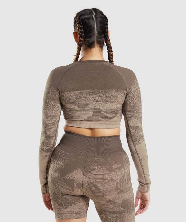 Damske Crop Top Gymshark Adapt Ombre Hnede | SB8793240